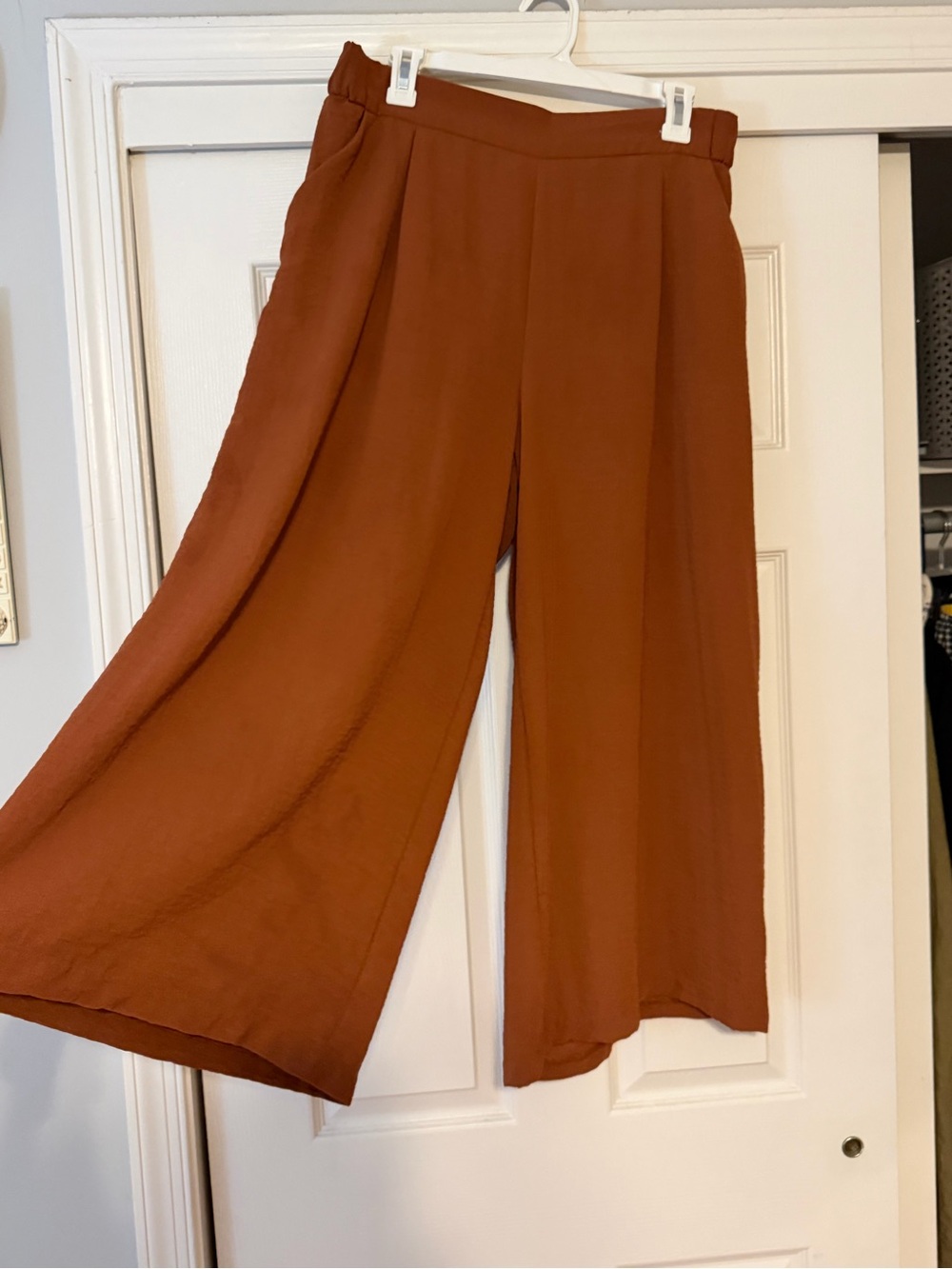 H&M Wide-Leg Pants in Rust Brown